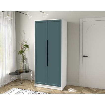 Шкаф распашной Тренд КТ-Ш2 (Белый платинум ЛДСП/ Верде ЛМДФ) Ш918 В2128 Г547 Шкаф распашной Тренд КТ-Ш2 (Белый платинум ЛДСП/ Верде ЛМДФ) Ш918 В2128 Г547